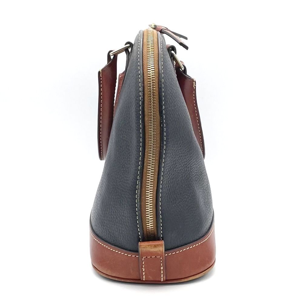 Dooney & Bourke Pebble Grain Zip Around Satchel Black & Cognac Brown Leather Bag - Picture 6 of 16